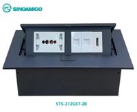Hộp ổ điện âm bàn sinoamigo cao cấp STS-212GST-2B mâu đen với 6 modules chính hãng