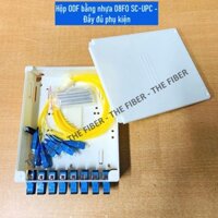 Hộp ODF bằng nhựa 08FO SC-UPC - Đầy đủ phụ kiện: 08 Adapter SC-UPC+ 8 Dây hàn quang + 8 ỐNG co nhiệt - M2ODF-SCU4P