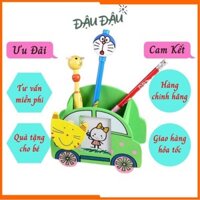 Hộp/ Ống cắm đựng bút hình ô tô gắn con vật ngộ nghĩnh dễ thương, đồ dùng và trang trí góc học tập cho trẻ em