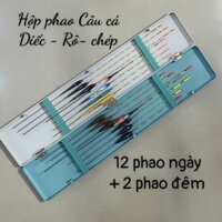 Hộp phao câu cá Diếc -Rô -Chép gồm 12 phao ngày + 2 phao đêm gahhkkzz