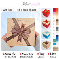 HỘP QUÀ 18 x 18 x 15 cm | V023 Minn Meow - Hộp vuông cao cấp sang trọng đựng quà tặng có hạt xốp giấy rơm