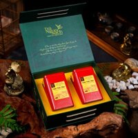 Hộp Quà An Khang - Vạn Thọ Song Trà, Trà Xanh Thái Nguyên, Hương Cốm, Hậu Ngọt Sâu (Hộp thiếc 200G)