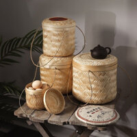 Hộp quà bằng tre, hộp trà, bao bì trà, lưu trữ đồ ăn nhẹ, bao bì bánh cơm, giỏ tráng miệng, giỏ trứng, hộp trang trí bánh trung thu 1ICH 9FPB