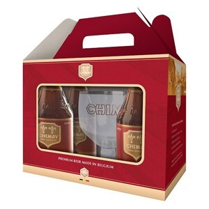 Hộp quà bia Chimay đỏ 7% Hộp 4 chai 330ml + ly