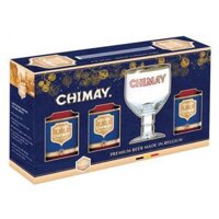 Hộp quà bia Chimay xanh 9% Bỉ – 3 chai 330ml kèm ly