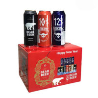 Hộp quà bia Gấu + Viiking Đức – 12 lon 500ml
