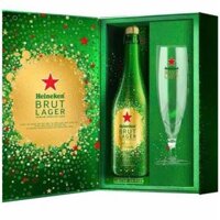 Hộp Quà Bia Hà Lan Heineken Brut Lager 5,0% - Chai 750ml - Có Ly