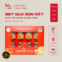 HỘP QUÀ ĐỎ 8 HŨ YẾN CHƯNG ĐƯỜNG PHÈN