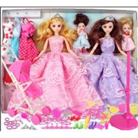 Hộp quà đồ chơi vải quần áo búp bê Barbie cho bé gái.