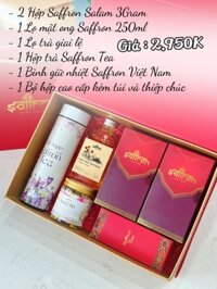 [HỘP QUÀ EMAD #20] 2 Hộp Saffron Salam 3Gram + Mật ong Saffron 250ml + Saffron Tea + Giai lệ trà + Bình giữ nhiệt 500ml