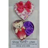 Hộp quà Gấu bông + hoa size 15cm: 110k./hộp