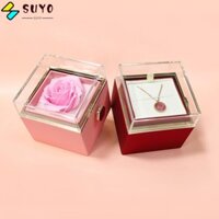 Hộp Quà Hoa Hồng SUYO, Nắp Trong Suốt Có Túi Quà Xoay Hộp Trang Sức, Sáng Tạo Hoa Hồng Vĩnh Cửu Acrylic Xà Phòng Vòng Cổ Hoa Bảo Quản Tiệc Cưới