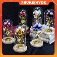 Hộp Quà Lọ Thủy Tinh Đựng Hoa Hồng 3D Nhiều Màu Đèn Ngủ Quà Tặng Quà Lưu Niệm