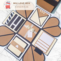 Hộp quà Love Box Vintage giấy kraft, Quà tặng Album ảnh Handmade - Free in ảnh, tặng hộp carton