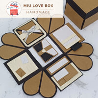 Hộp quà Love Box Vintage giấy kraft, Quà tặng Album ảnh Handmade size 10cm - Tặng kèm hộp carton bảo vệ Love Box