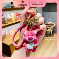 【hộp quà miễn phí】Artphro Dâu Gấu Chuông Móc Khóa Hoạt Hình Dễ Thương Mặt Dây Chuyền Cho Túi Quà Tặng