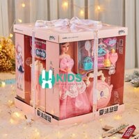 Hộp quà ngọt ngào: Ngôi nhà búp bê mini (có đèn ) đầy đủ đồ chơi các chủ đề cho bé
