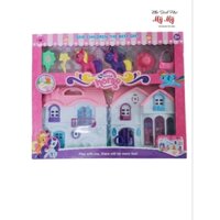 Hộp quà sinh nhật màu hồng ngựa Pony nhà 2 tầng cho bé