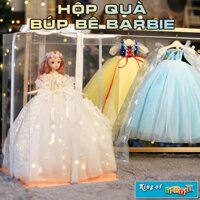 Hộp Quà Tặng Búp Bê Barbie Công Chúa Elsa Có Đèn Nơ Và Nhiều Mẫu Váy Đi Kèm.Đồ Chơi Búp Bê Công Chúa Cho Bé Gái
