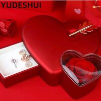 Hộp quà tặng hoa YudhUI, Hộp trang sức hoa xà phòng màu đỏ, Hộp giấy đóng gói quà tặng hoa hồng xuyên thấu trái tim Quà tặng ngày lễ tình nhân