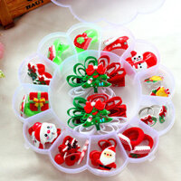 Hộp quà tặng phụ kiện tóc Giáng sinh cho bé gái phong cách Hàn Quốc, bộ kẹp tóc co giãn cho trẻ em