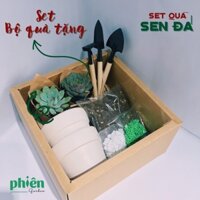 Hộp Quà Tặng Sen Đá Gardening Box, Gift Set Tự Tay Trồng Sen Đá Chậu Đất Nung, Quà Tặng Sinh Nhật
