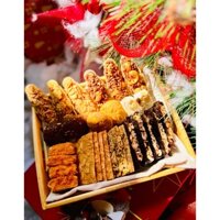 Hộp quà Tết bánh kẹo handmade nhiều loại Xuân Gắn Kết (bánh thuyền, bánh tuyết chà bông)