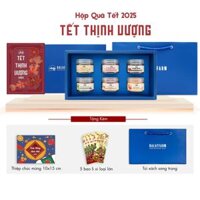 Hộp Quà Tết Thịnh Vượng (Trà Lài - Trà Sen - Trà Đen - Mứt Vỏ Bưởi Chanh Dây - Hạt Điều - Xoài Sấy Dẻo)