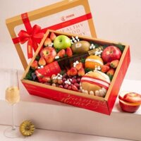 Hộp Quà Trái Cây Các Loại Và Rượu Mơ Nhật Bản Tone Đỏ Tinh Tế