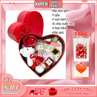 Hộp quà trái tim tặng người yêu, quà tặng mẹ 8/3, quà sinh nhật cho nữ gồm son và nước hoa ý nghĩa