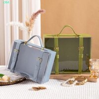 Hộp quà trong suốt CRA, Hộp đựng Acrylic sang trọng nhẹ, Hộp đựng túi xách cầm tay có tay cầm Hộp đóng gói kẹo cưới nhiều màu Năm mới