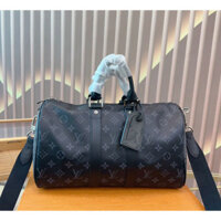 [Hộp quà] Túi xách sân bay Lv Keepall thời trang Da bò chất lượng cao Dung tích lớn Túi xách nam thể thao thông thường