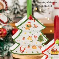 Hộp quai xách Giáng sinh cây thông Noel viền xanh (set 5)