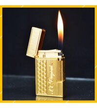 Hộp Quẹt Bật Lửa Gas Đá S.T Dupont D34 Thiết Kế Họa Tiết Xước Mịn In Logo Độc Đáo - Dùng Gas Đá Cao Cấp