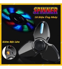 Hộp Quẹt Bật Lửa Hồng Ngoại Sạc Điện USB Kiểu Dáng Con Quay Spinner 3 Cánh Tạo 18 Hiệu Ứng Đèn LED