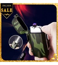 Hộp Qụet Bật Lửa Sạc Điện Quân Đội F18 Kiêm Đèn Pin Thiết Kế Độc Lạ Nhỏ Gọn - 2 Tia Lửa Plasma Đan Chéo
