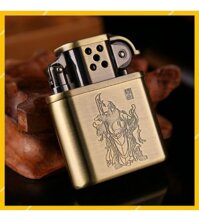 Hộp Quẹt Bật Lửa Xăng Đá Độc Lạ Dolphin HY676 Khắc Quan Vũ Đẹp Độc Lạ - Dùng Xăng Bấc Đá Cao Cấp