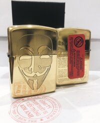 Hộp quẹt, bật lửa Zippo Armor vỏ dầy, khắc ăn mòn Mặt Nạ Hacker,  Hàng loại 1 vỏ bằng đồng có tem đỏ