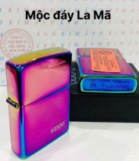 Hộp quẹt ZIPPO màu Tím Titan mộc đáy La Mã loại trơn bóng, Kim Ánh nhập hàng cao cấp vỏ bằng đồng có dán tem đỏ