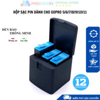 Hộp sạc 3 pin cho GoPro Hero 5 6 7 8 9 10 11 12 Black - Dock sạc 3 pin