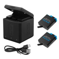 Hộp sạc lưu trữ AFAITH Go Pro 3 khe cắm có pin cho GoPro Hero 8 / 7 / 6 / 5 Đen