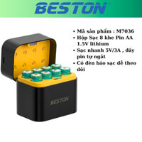 Hộp sạc pin AA BESTON 1.5V 8 slot mẫu mới M7036 USB-C dùng cho micro karaoke, máy ảnh, khóa cửa từ