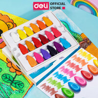 Hộp sáp màu chính hãng Deli, thiết kế giọt nước 12/24/36/48 màu tươi sáng, sáp ng phù hợp bé tập tô, mỹ thuật - 72074