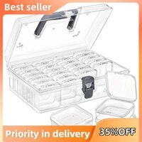 Hộp sắp xếp hạt có tay cầm, Hộp nhựa lưu trữ hình chữ nhật 24 chiếc, Hộp đựng hạt trong suốt Mini