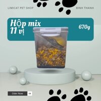 Hộp sấy mix 11 vị - thức ăn khô chó mèo - hộp 670g