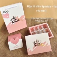 Hộp socola 12 viên Sparkle hồng + Túi