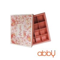 Hộp socola hình chữ nhật 12 viên màu hồng Love you