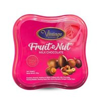 Hộp Socola Sữa Hạt và Trái cây Fruit and Nut Vintage Luxury 125g Hồng