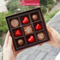 Hộp Socola Valentine Trắng 9 viên nghệ thuật SO09 - Quà tặng  bạn gái người yêu chocolate bonbon