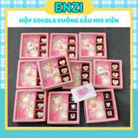 Hộp Socola Valentine Vuông Gấu Mix Viên Enzi Quà Tặng Người Yêu Đáng Yêu Siêu Ngon Ít Ngọt Kèm Hộp Thiệp Giá Sỉ